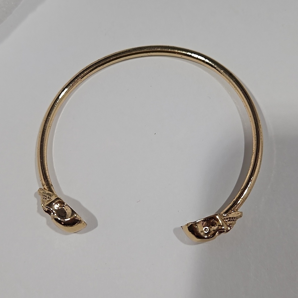 3 PIRATE SKULL Silvertone & Goldtone Bangle Bracelets - Picture 8 of 9